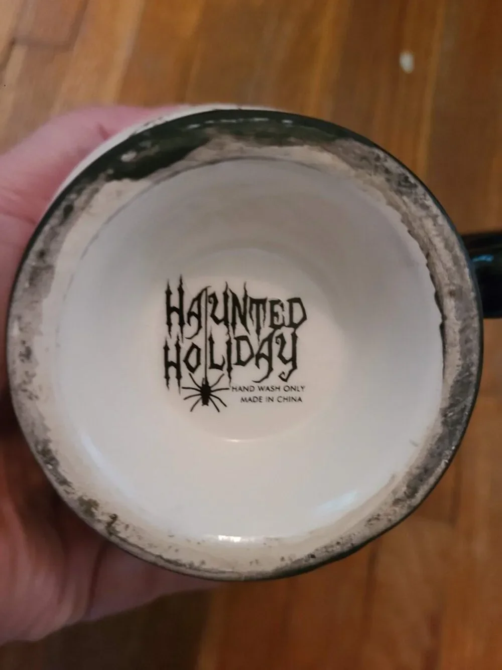 Haunted Holiday Black Cat Skull Spiderweb Gothic Halloween Pedestal Mug